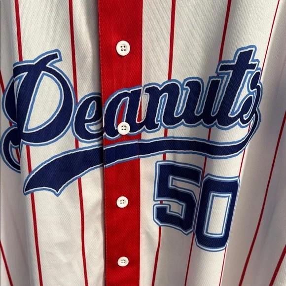 NWT Peanuts Red and White Striped Jersey - Picture 4 of 6